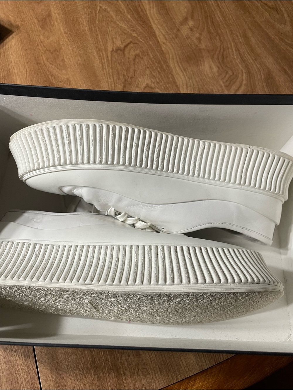 Jil Sander White Ribbed Platform Leather Sneakers - Picture 9 of 13